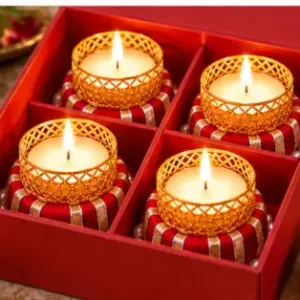 Arooman Red Metal Tealight Candle Holders for Home Décor – Set of 4 ( default, OS )