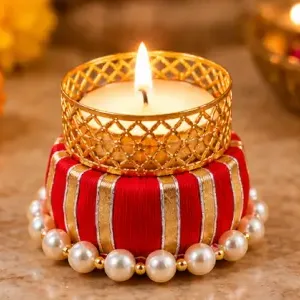 Arooman Red Metal Tealight Candle Holders for Home Décor – Set of 4 ( default, OS )