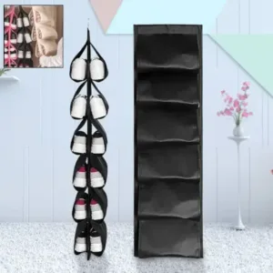 12 Grids Hanging Storage Bag (1 Pc / 12 Pocket / Mix Color) ( black, Standard ).