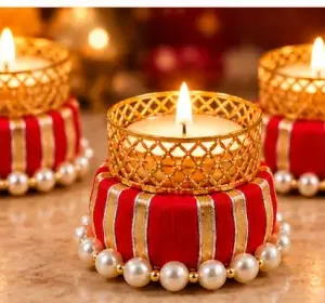 Arooman Red Metal Tealight Candle Holders for Home Décor – Set of 4 ( default, OS )