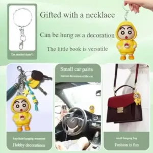 Shinchan 3D Face Changing Cartoon Keychain with 3 Expressions ABS Action Figure Key Ring for Keys Bags Backpack (Yellow) ( default, OS )