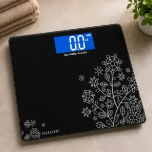 Digital Body Weight Machine – 180kg Electronic Weighing Scale with Tempered Glass Platform & LCD Display ( black, OS )